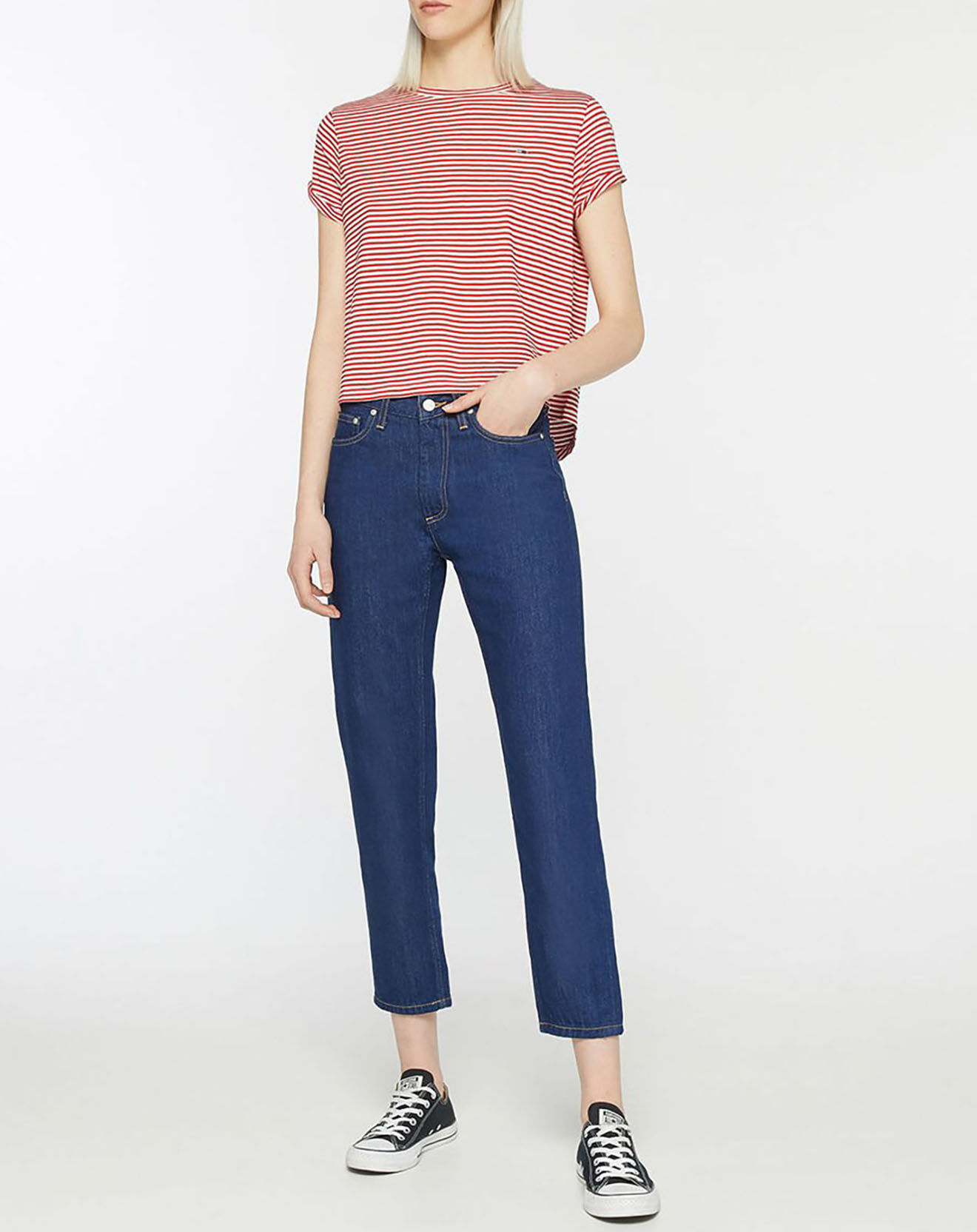Tommy Jeans T-Shirt relaxed à rayures rouge/blanc