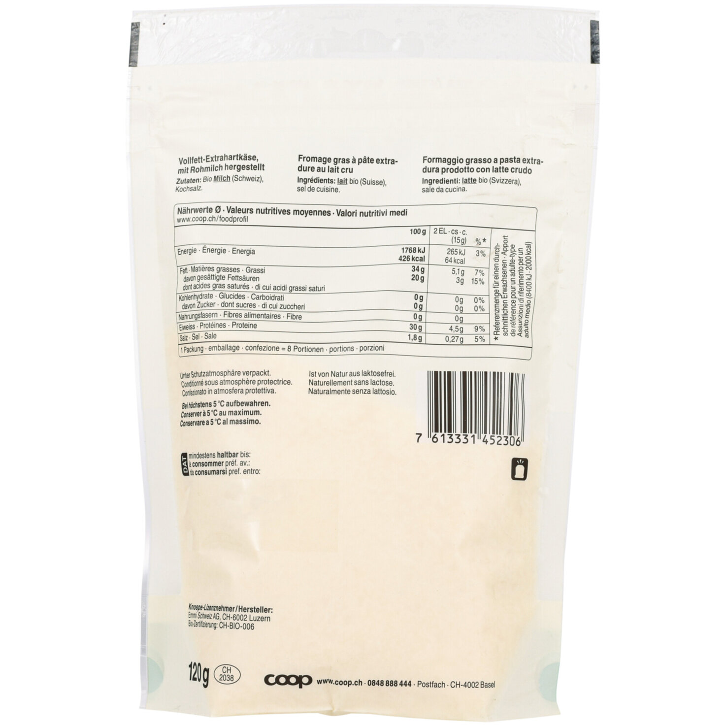 Naturaplan Bio Sbrinz Reibkäse