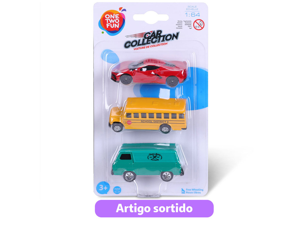 VEÍCULOS MINIATURA ONE TWO FUN cONJUNTO DE 3 UNIDADES MODELOS SORTIDOS
