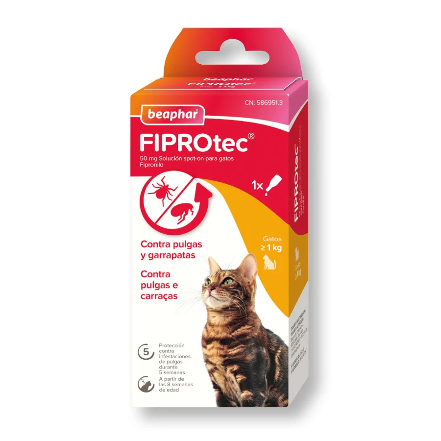 Pipetas antiparasitárias Beaphar Fiprotec para gatos