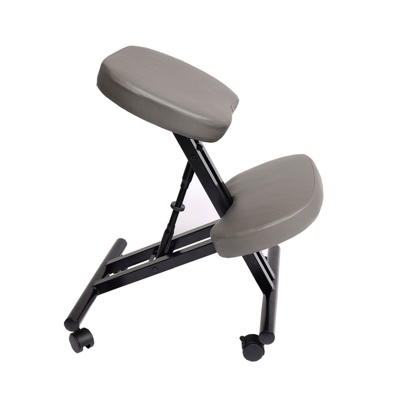 Kniestuhl MCW-E10, Sitzhocker Kniehocker, höhenverstellbar Rollen Kunstleder Metall MVG-zertifiziert ~ grau matt