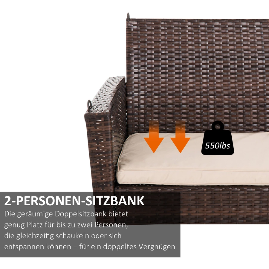 Outsunny 2-Sitzer Hollywoodschaukel braun, beige