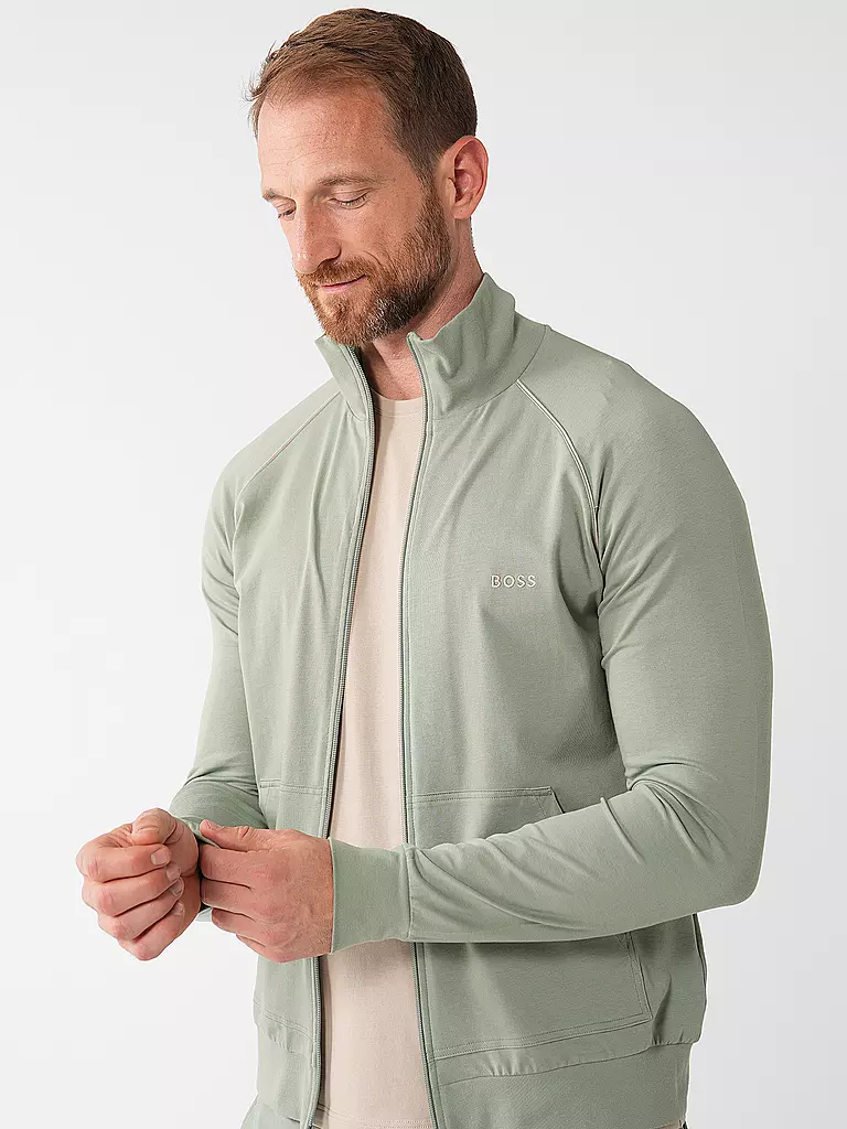 BOSS Loungewear Jacke hellgrün