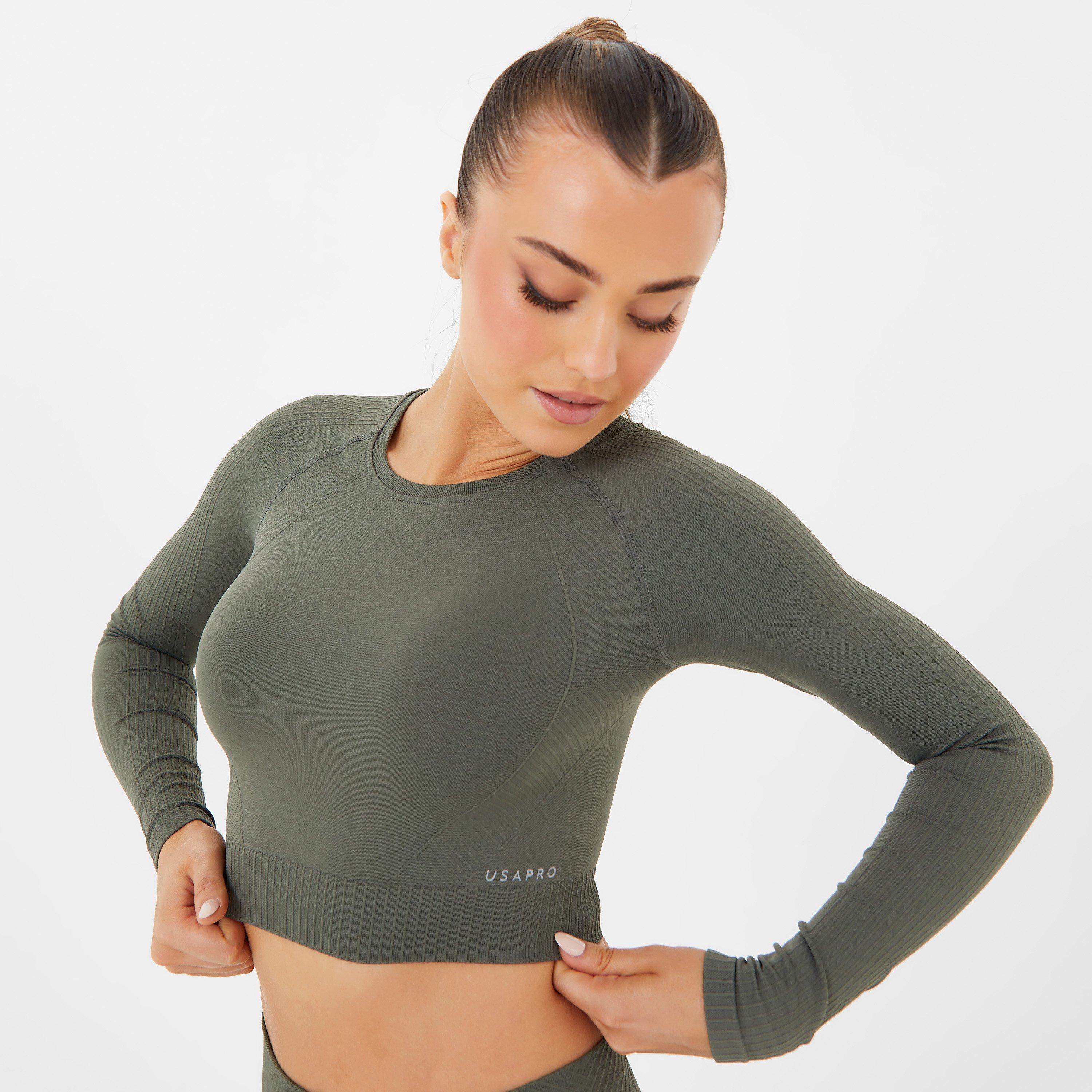 USA Pro Long Sleeve Seamless Crop Top