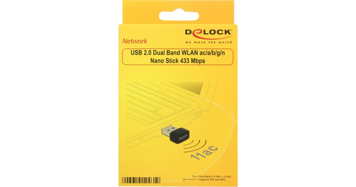 DeLOCKUSB 2.0 Dual Band WLAN Nano Stick wlan adapter  (Zwart)