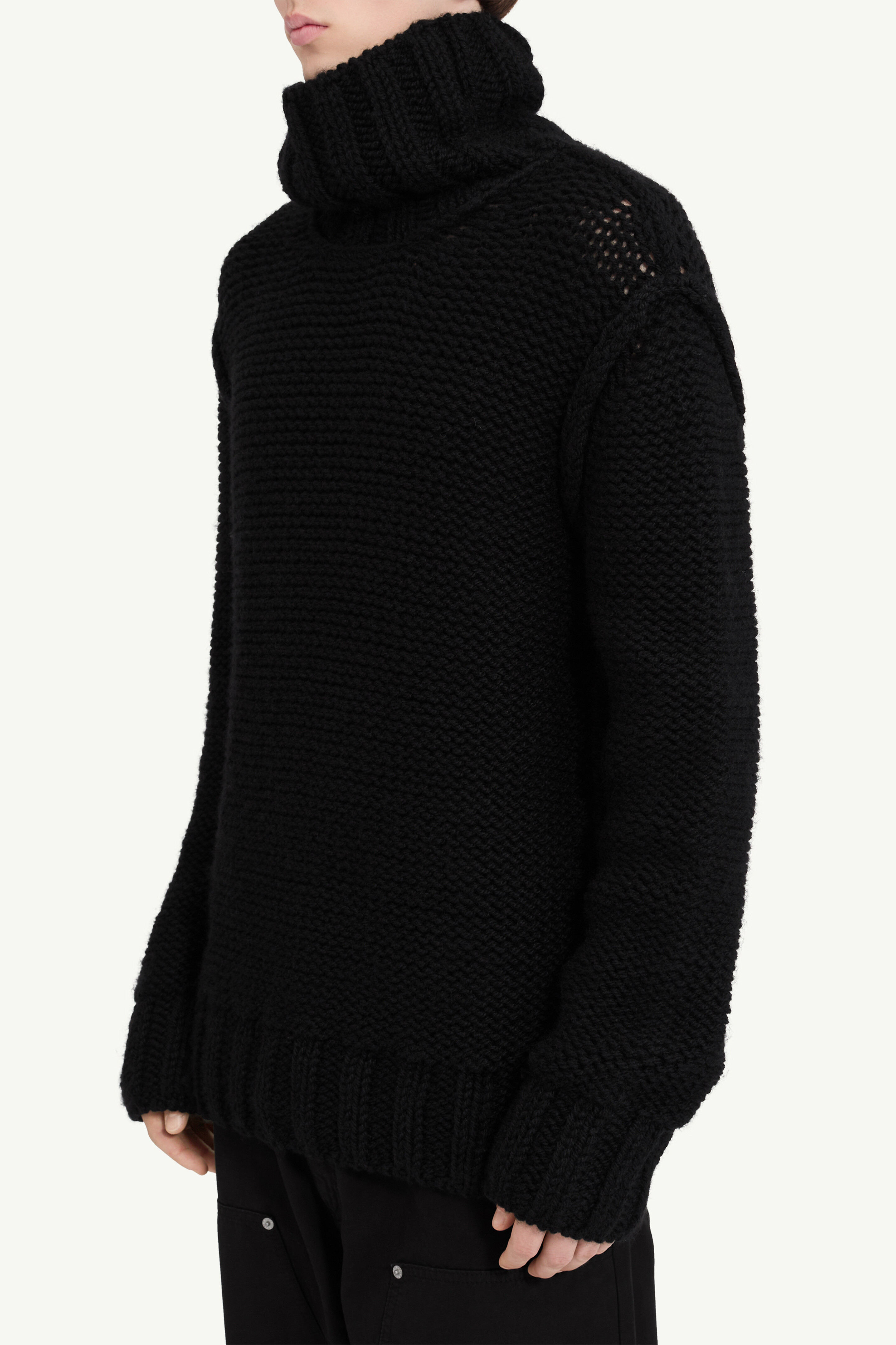 Pull à col roulé en laine vierge pour homme | MM6 Noir