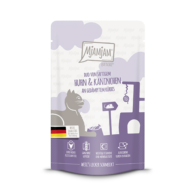 Quetschie - DUO von saftigem Hühnchen & Kaninchen an gedämpftem Kürbis