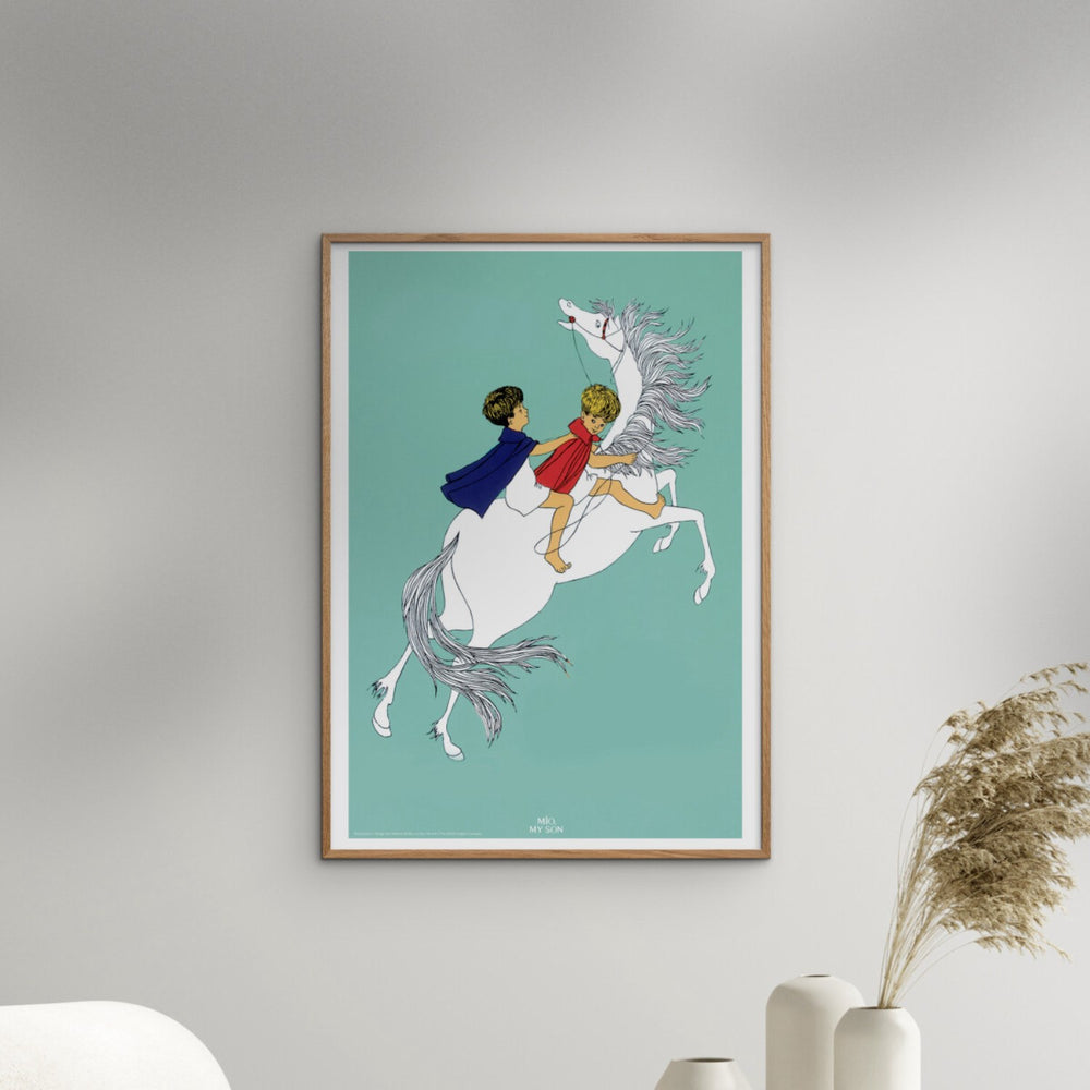 Køb Poster & Frame Astrid Lindgren - On Horse Back - Mio My Son