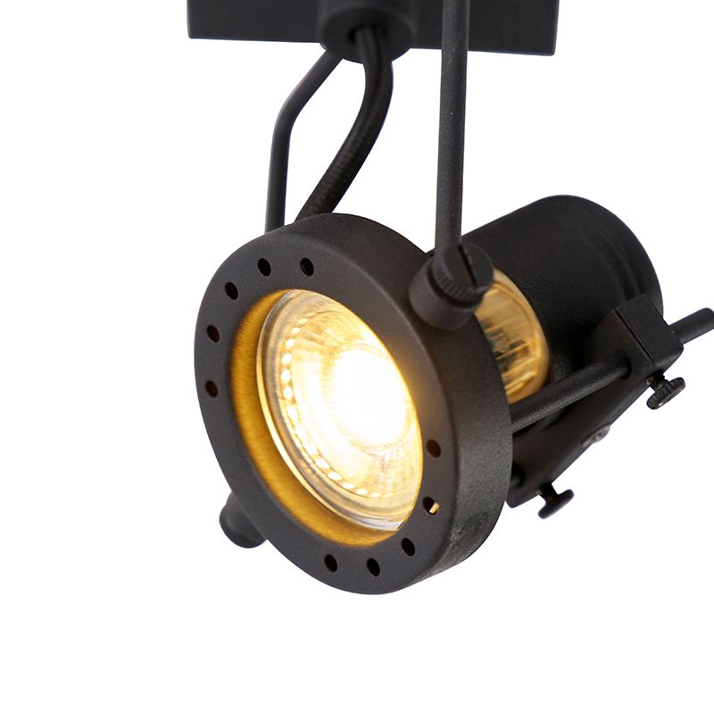 Industriële plafondspot zwart draai- en kantelbaar GU10 50mm - Suplux
