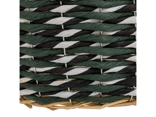 Panier en bois et corde de papier vert D25x14,5