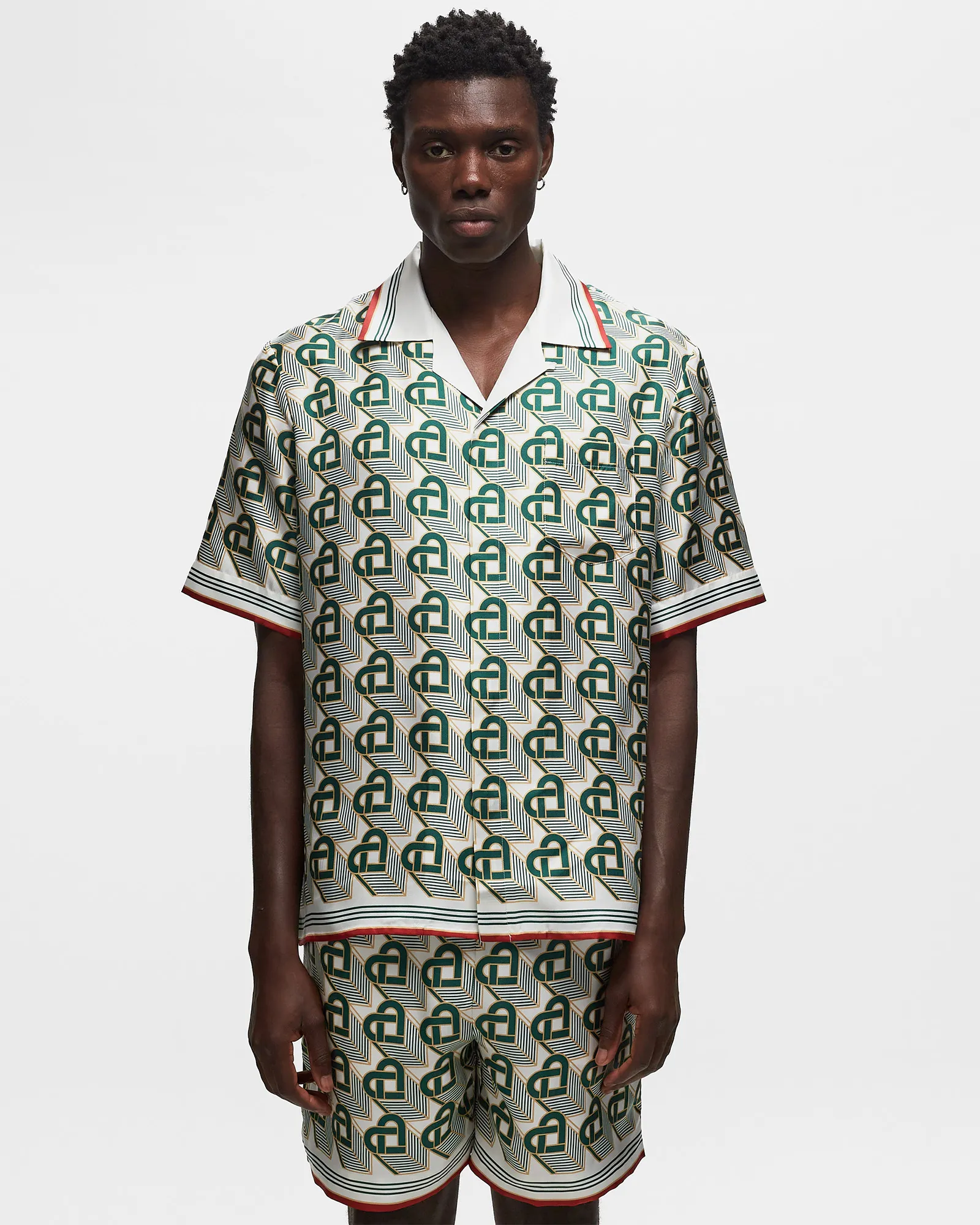 Camisa Casablanca de manga curta com gola cubana