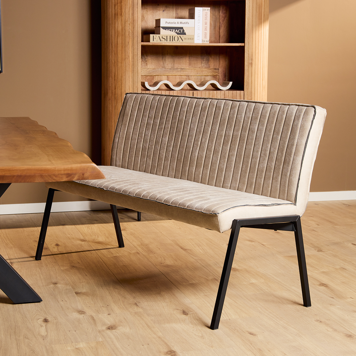 Eetkamerbank Stripes Ivoor 155 cm