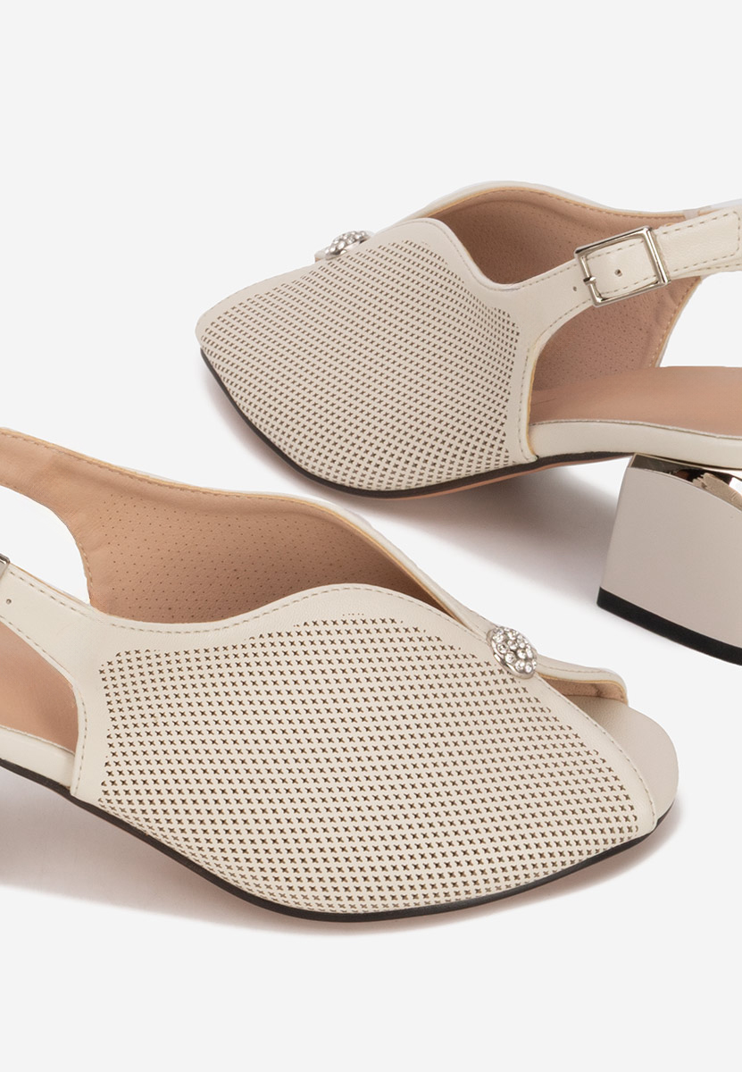 Sandales à talon épais beige Lacie