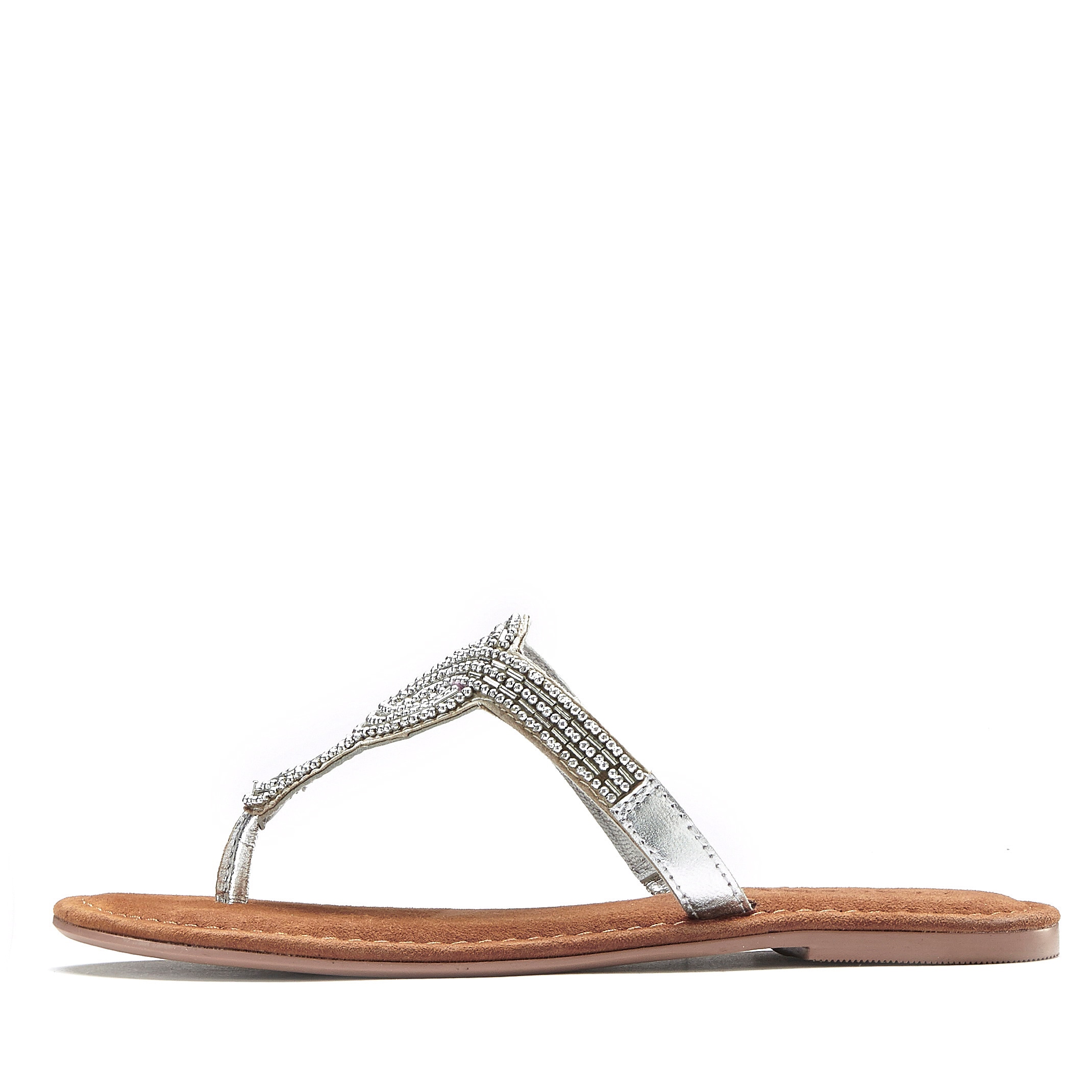 LASCANA Zehentrenner »Sandale, Pantolette, Sommerschuh,«  mit Zierperlen und softer Lederinnensohle