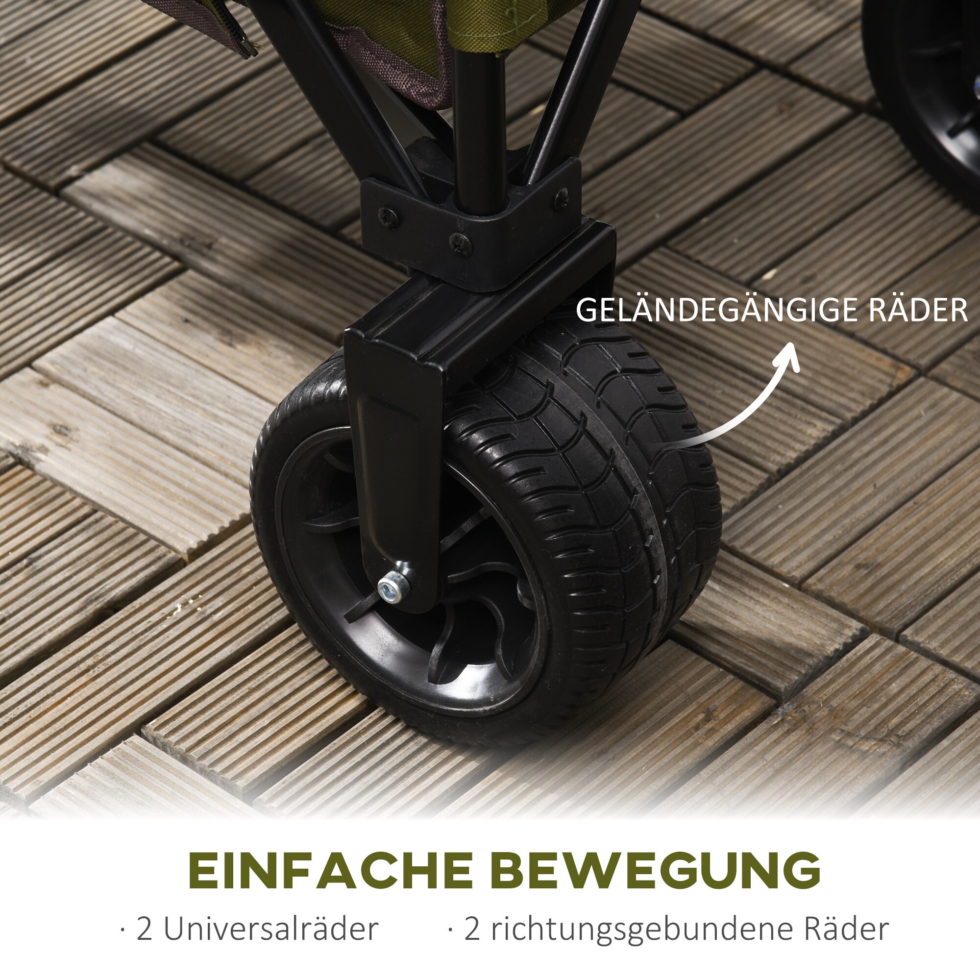 Outsunny Bollerwagen mit Seitentasche grün 100L x 48B x 100,5H cm