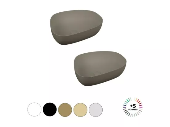Lavabo double vasque à poser VITRA Outline, asymétrique - vison mat Haut de gamme