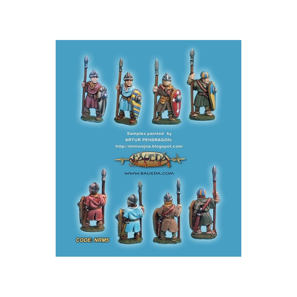 Norman light Pedites, mercenary or Flemish communal spearmen standing