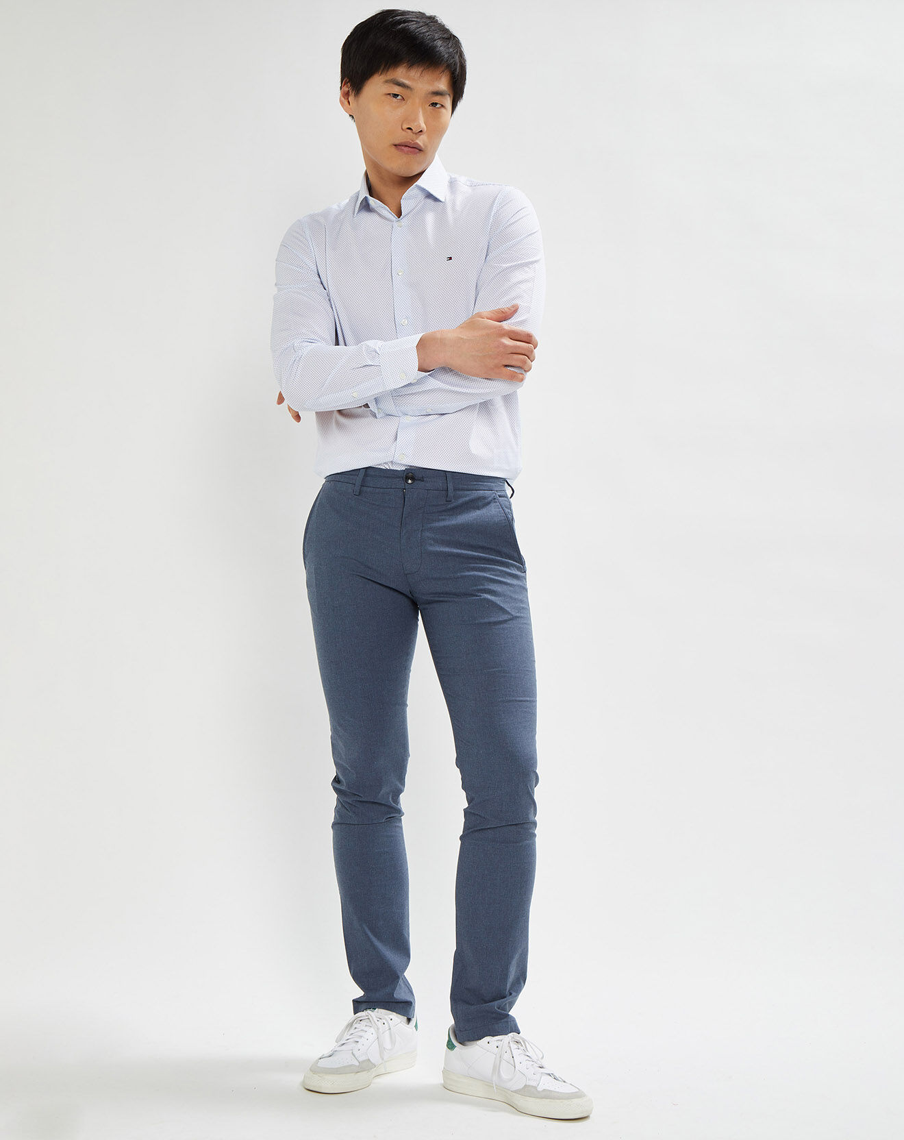 Tommy Hilfiger Chemise regular fit Popeline imprimée bleu/blanc