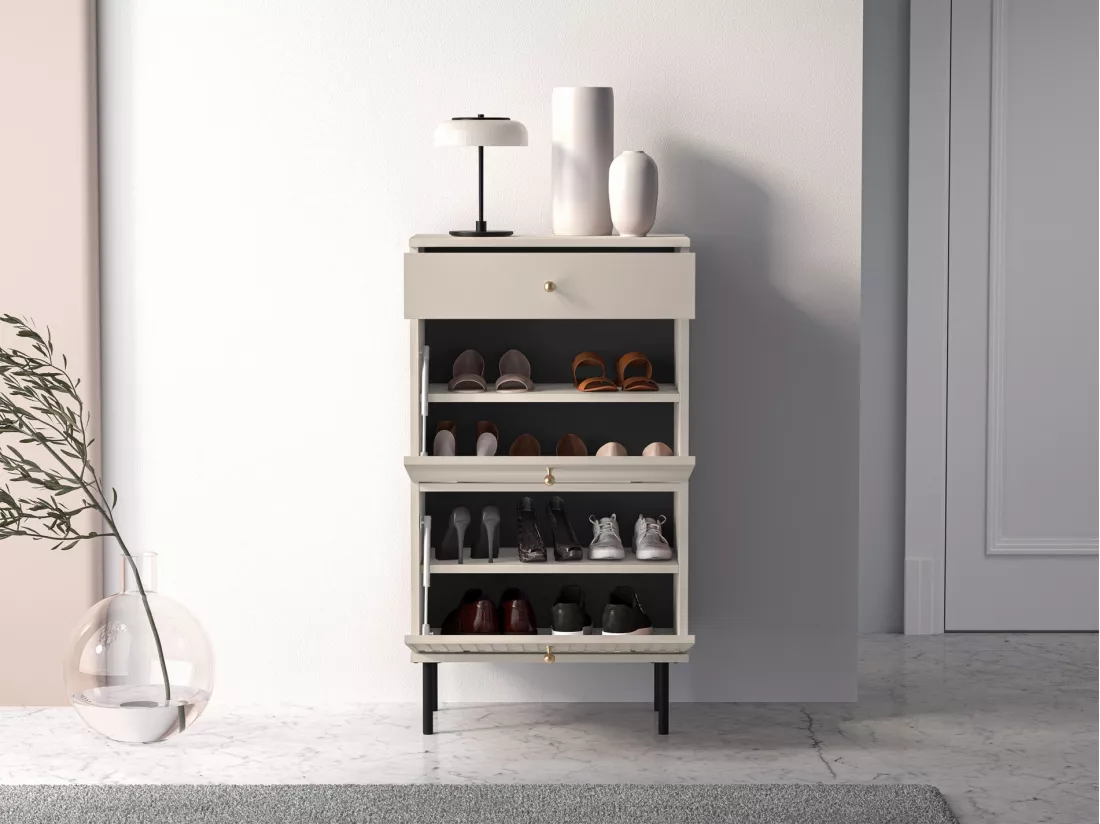 Meuble à chaussures avec tiroir 55 cm - beige - CALETTO