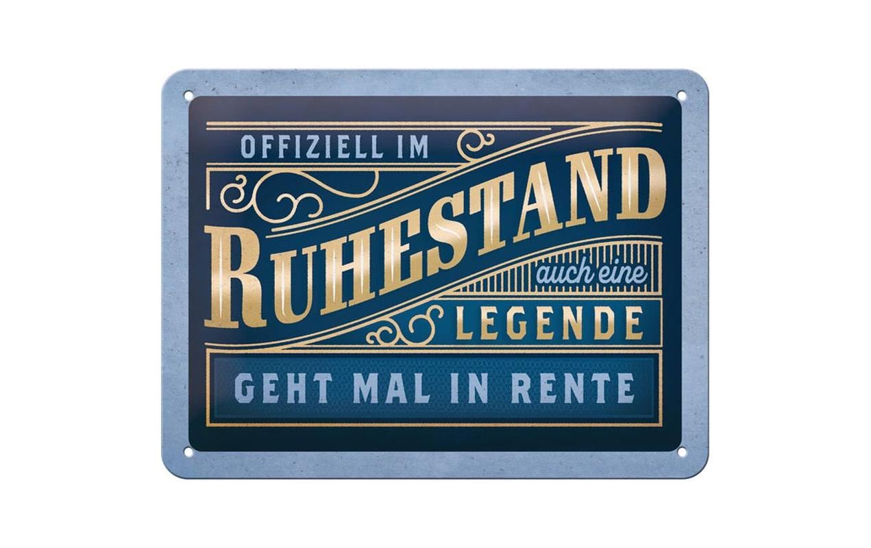 Schild Offiziell im Ruhestand 15 x 20 cm, MetallBlechschild im Retro Design