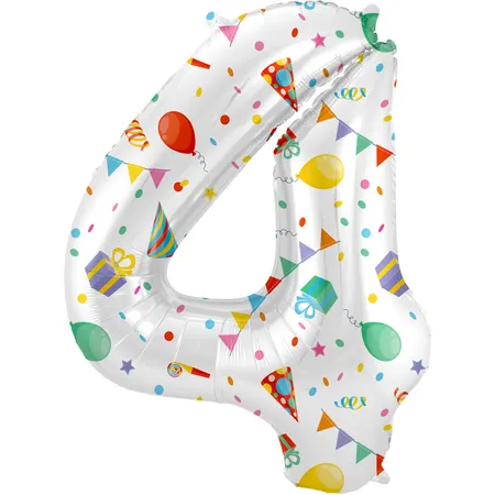 Folat Folienballon Ziffer / Zahl 4 Joyful Party - 86 cm