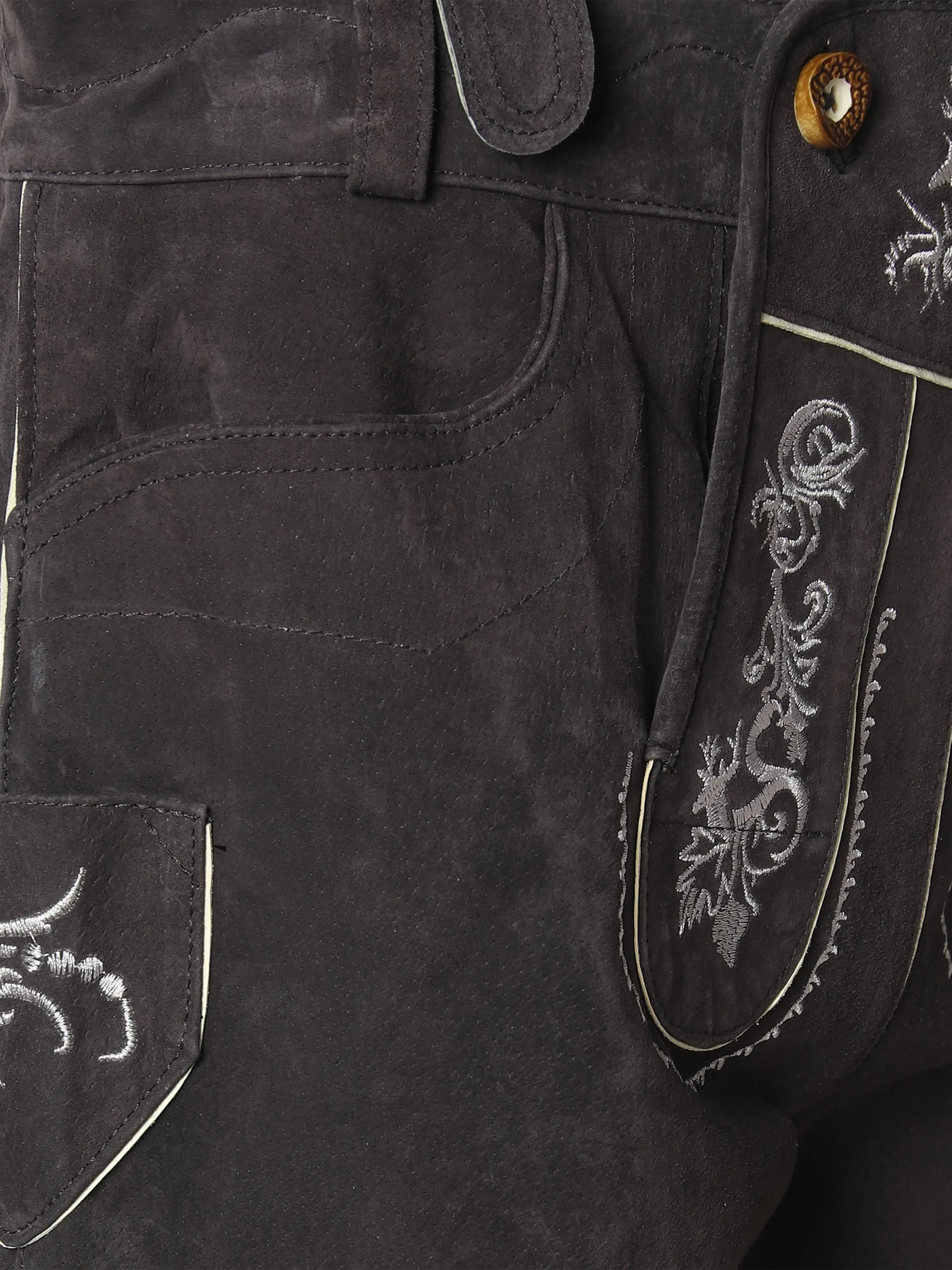 Herren Echtleder Trachtenshorts mit Stickerei