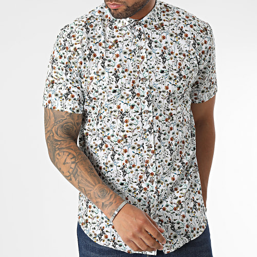 Chemise Manches Courtes Blanc Floral
