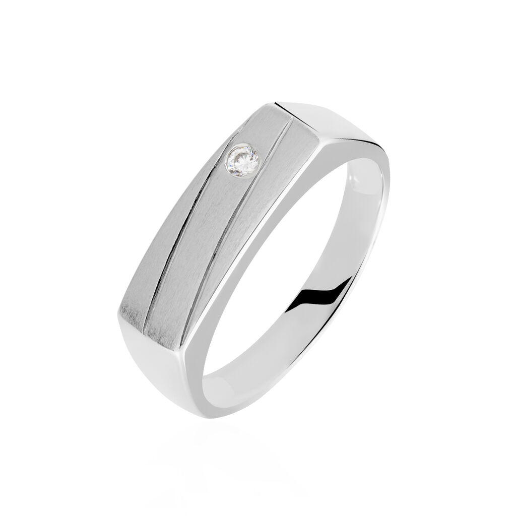 Chevalière Michel Argent Blanc Oxyde De Zirconium