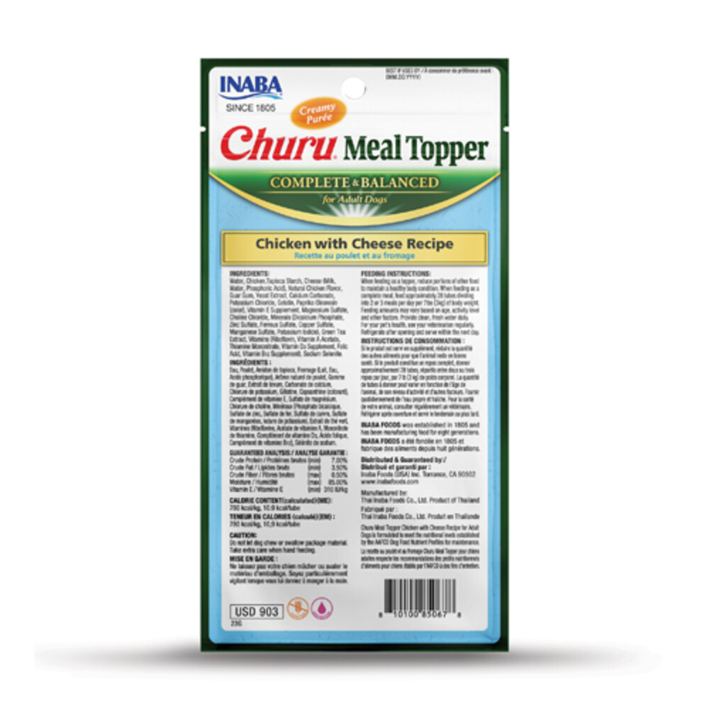 Inaba Churu Meal Topper Hondenvoer Chicken & Cheese4 x 14 gr