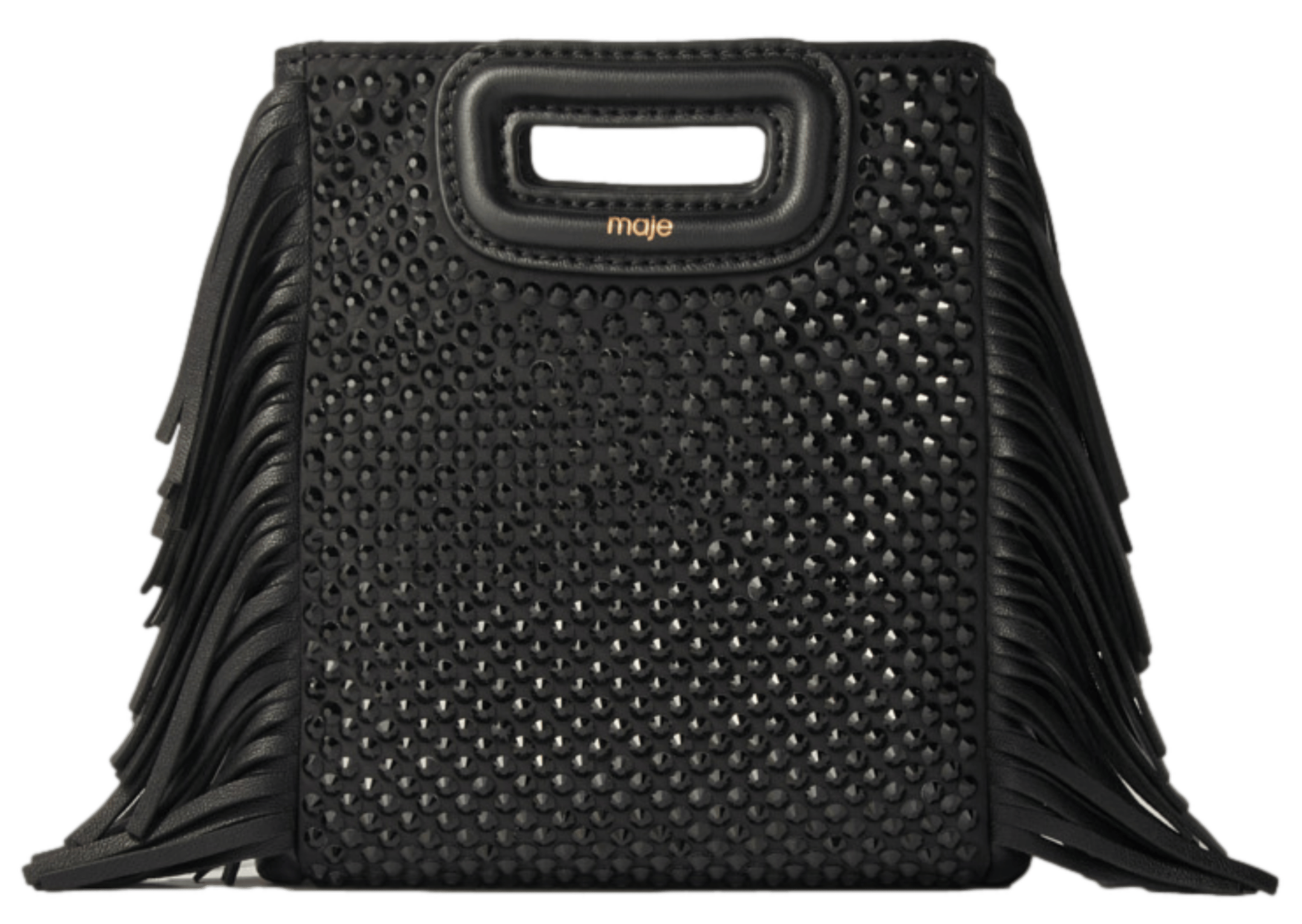 M MINI - Sac bandoulière à strass et franges | Noir