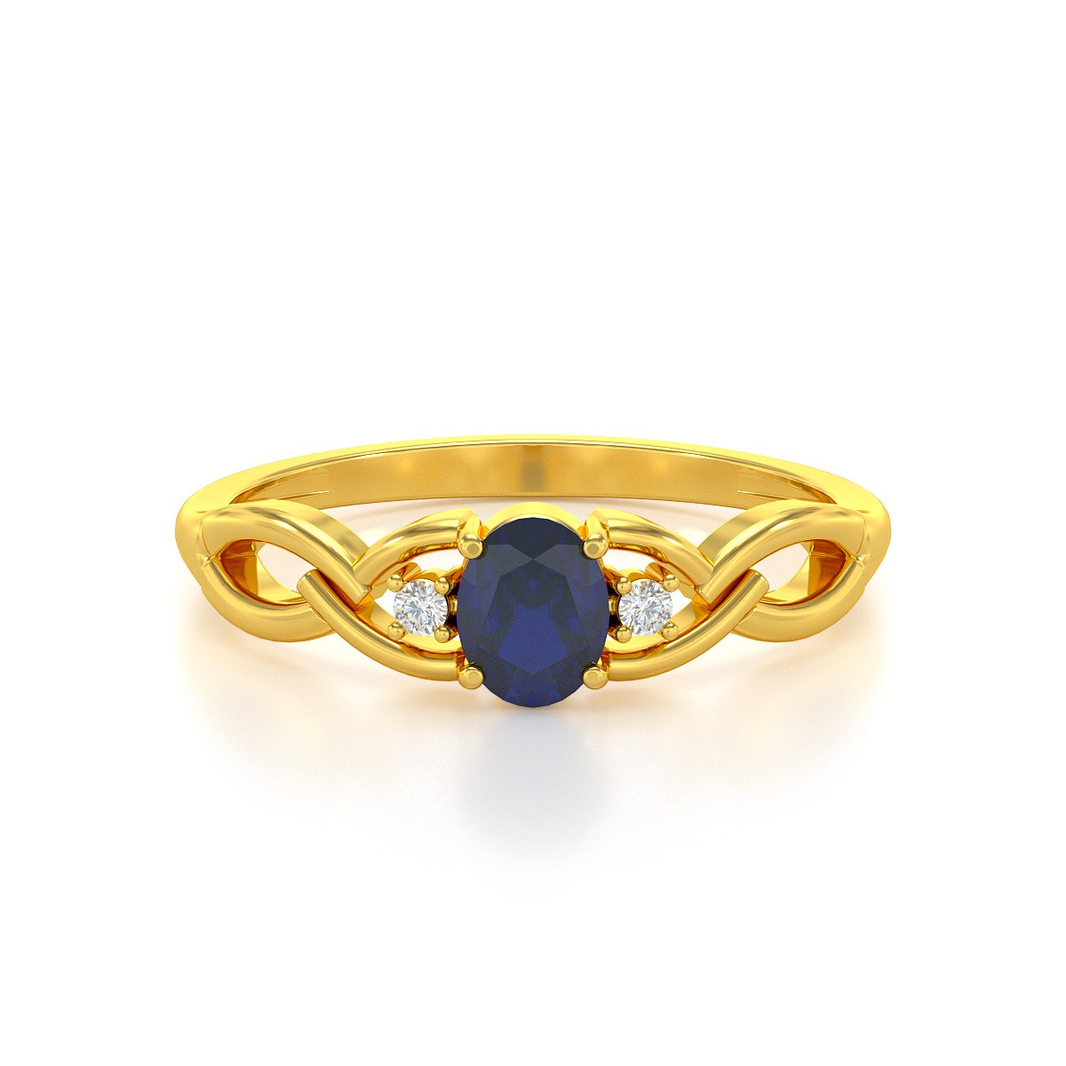 Bague ADEN Or 585 Jaune Saphir et diamants 2.2grs