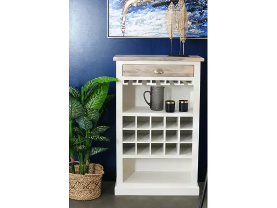 Meuble de bar blanc en bois ALESIA
