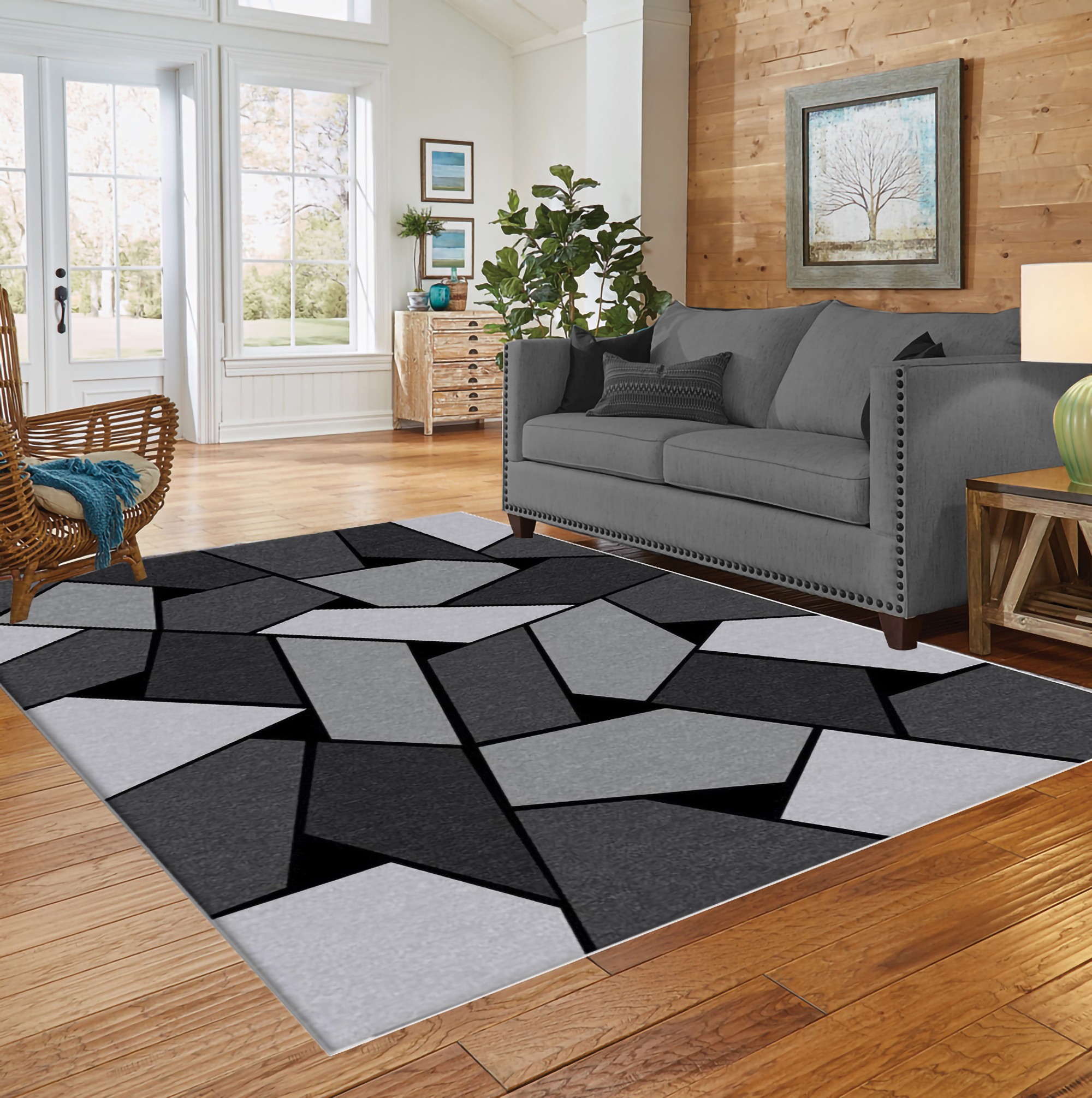 Mani Textile TPS_GEOMETRIQ_GRI00 - Tapis de salon GEOMETRIQUE