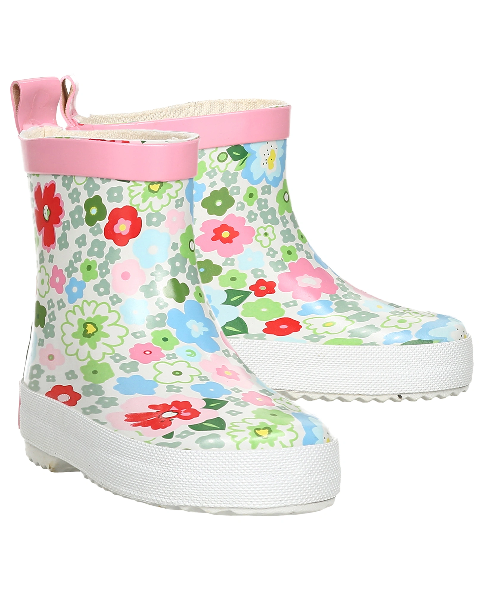 Gummistiefel BLUMEN halbhoch in weiß/bunt