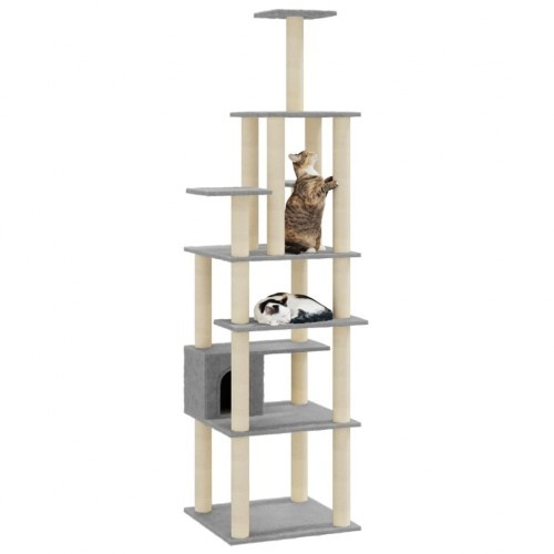 Árvore para gatos Vidaxl com casinha cinza para gatos