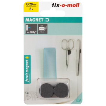 Magneetschijf ferriet zwart 20x5mm 8 stuks