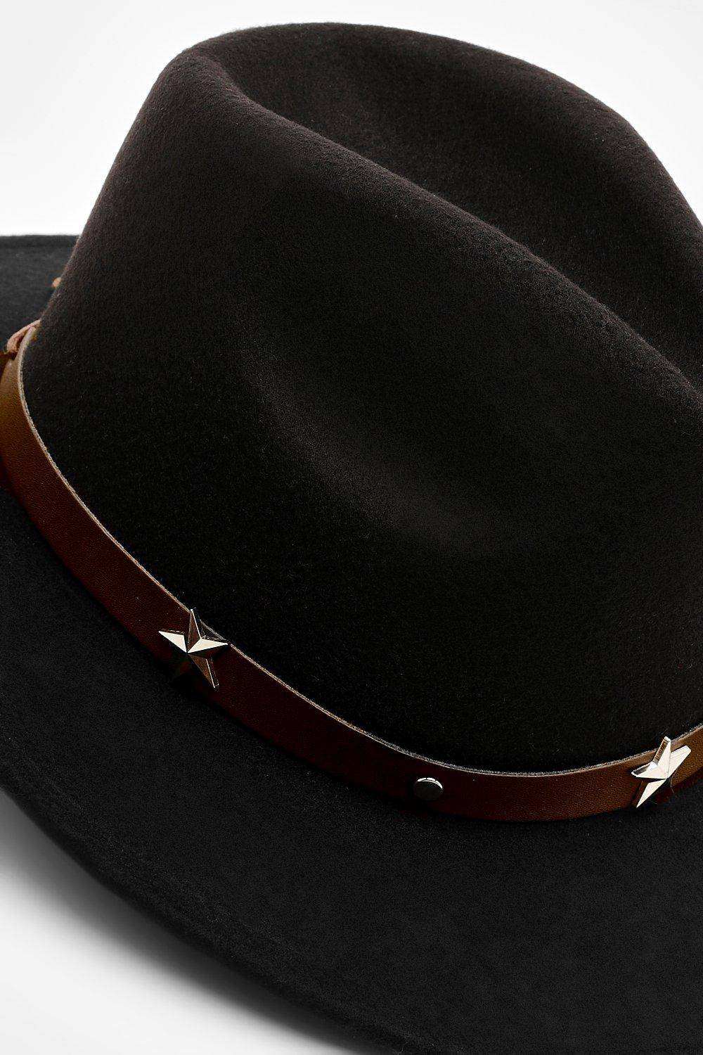boohoo Chapeau De Cowboy Western Noir Orné De Clous Étoilés