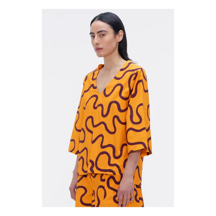 Our Sister Chemise Blossom Imprimée Popeline de Coton | Orange
