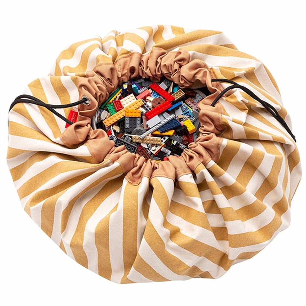 2-i-1 Legetæppe Stripes mustard - Play&Go