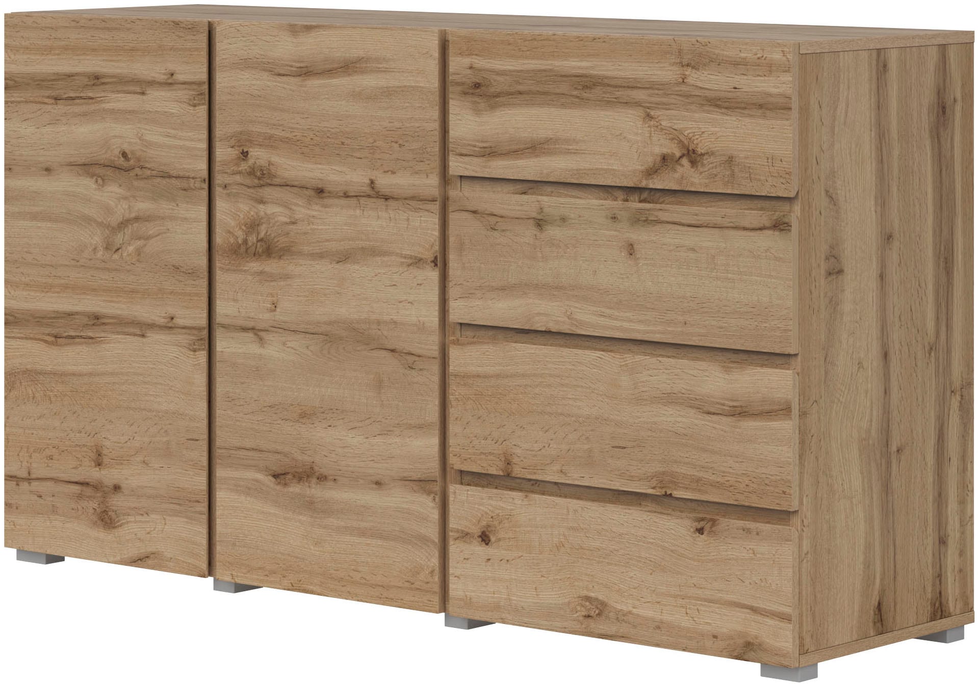 INOSIGN Sideboard »Metric,Breite 138 cm, grifflose Kommode 2 Türen/4 Schubkästen« Schubladenschrank mit viel Stauraum, Einlegeböden verstellbar