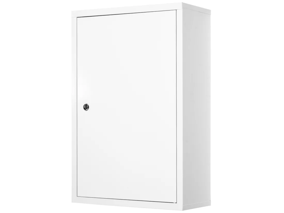 Armoire à pharmacie 2 étagères 3 niveaux verrouillable dim. 40L x 18l x 60H cm 2 clés métal blanc
