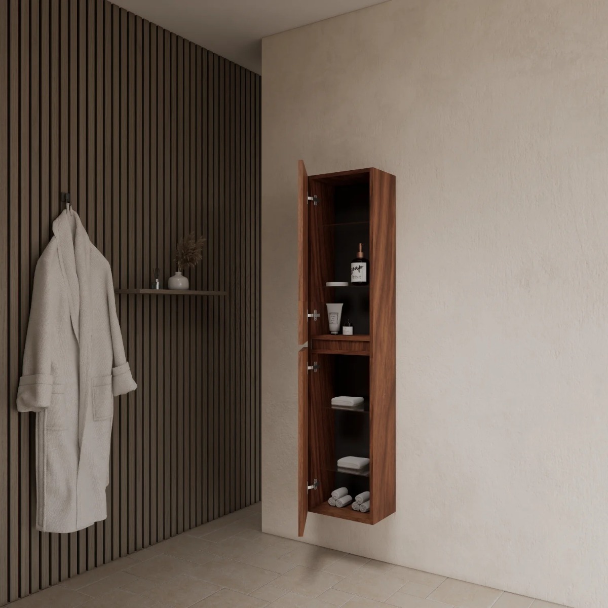Gliss Design Timotheus kolomkast met ribbelfront 160cm walnut