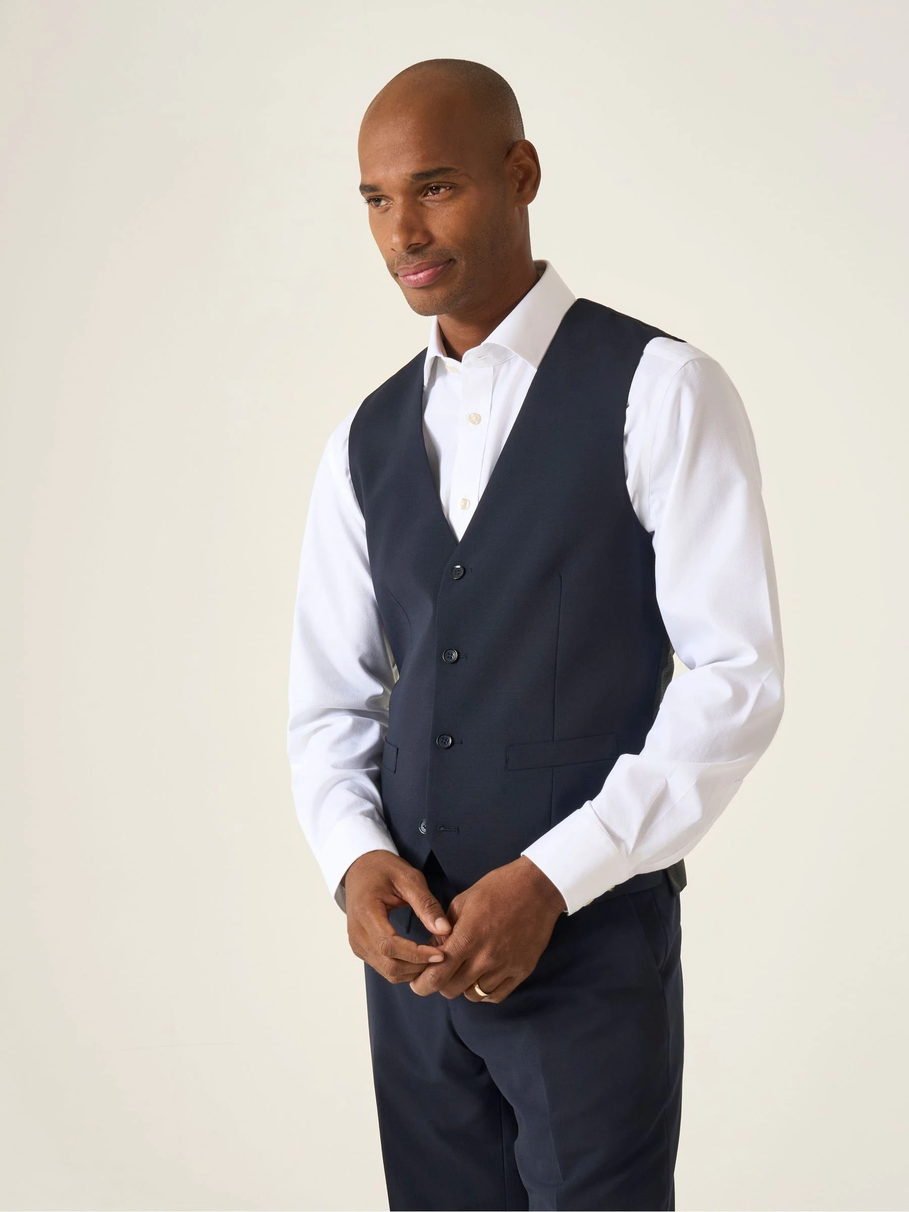 Donkerblauw - Skopes Darwin gilet met single breasted en hoog wolgehalte
