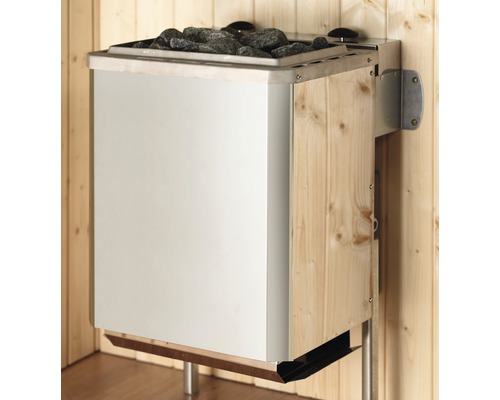 Massief houten sauna Weka Valida GT Gr.3 incl. 9 kW kachel en geïntegreerde besturing met volledig glazen deur van helder glas