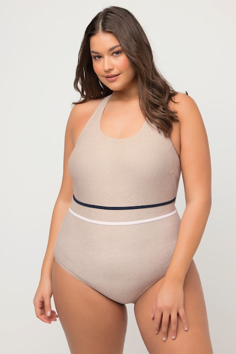 Badeanzug, Juteoptik, Softcups, Zierknoten
