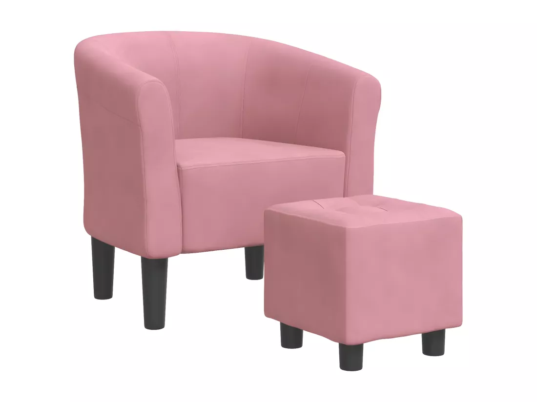 Chaise cabriolet avec repose-pied rose velours
