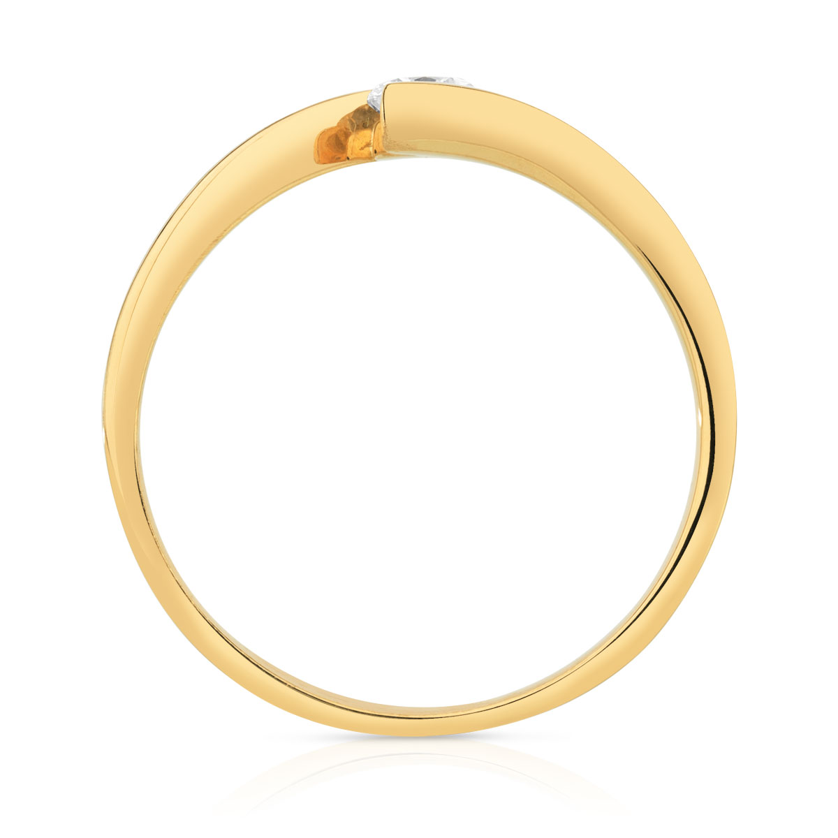 Solitaire or jaune 750 diamant synthétique 0.20 carat