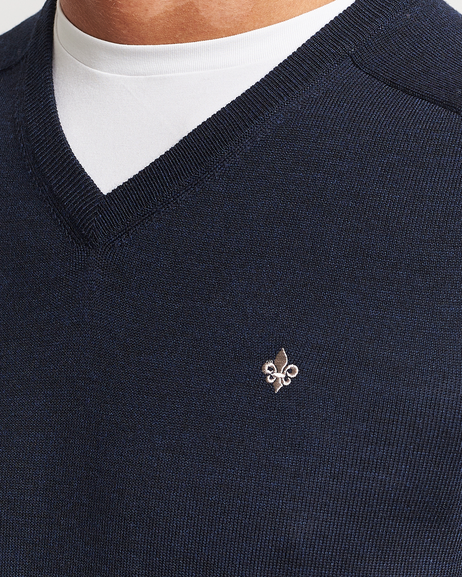 Morris Merino V-neck Navy