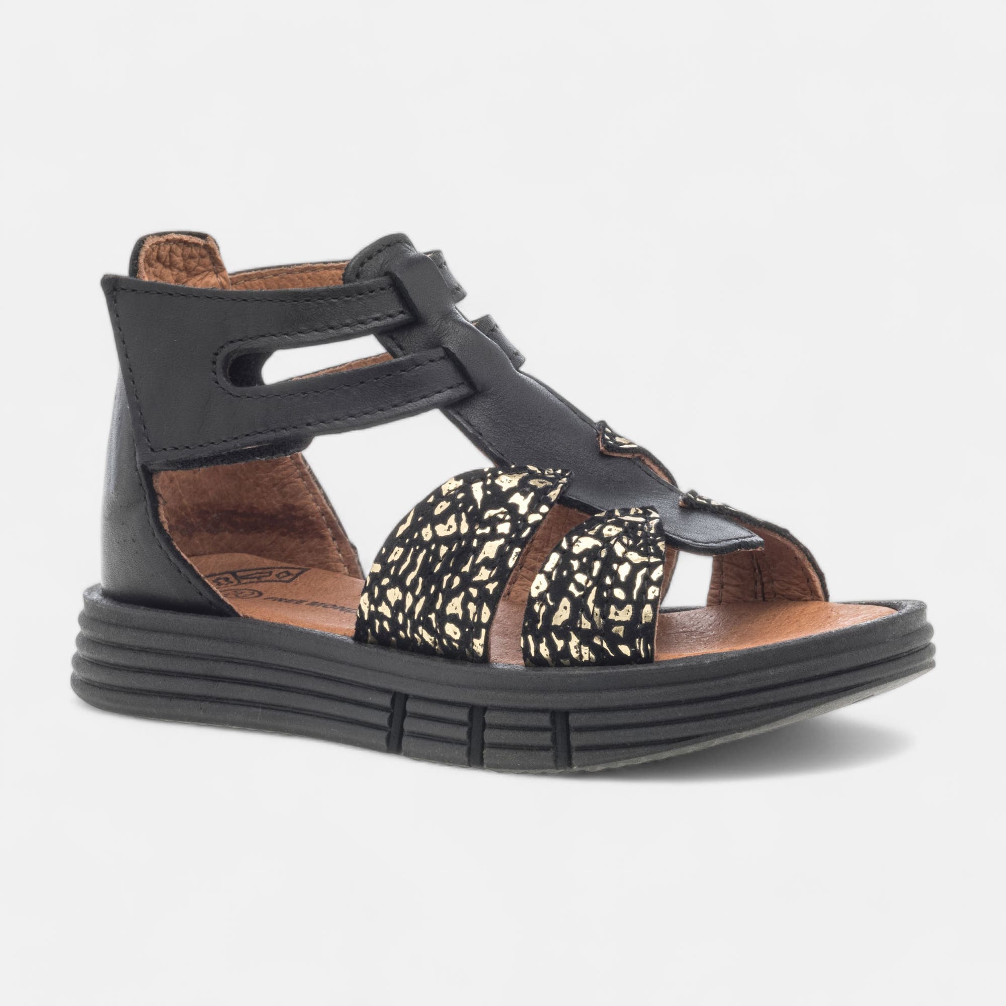 Sandales Fille en cuir noir