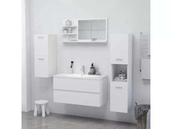 Miroir de salle de bain blanc 90x10,5x45 cm bois d’ingénierie